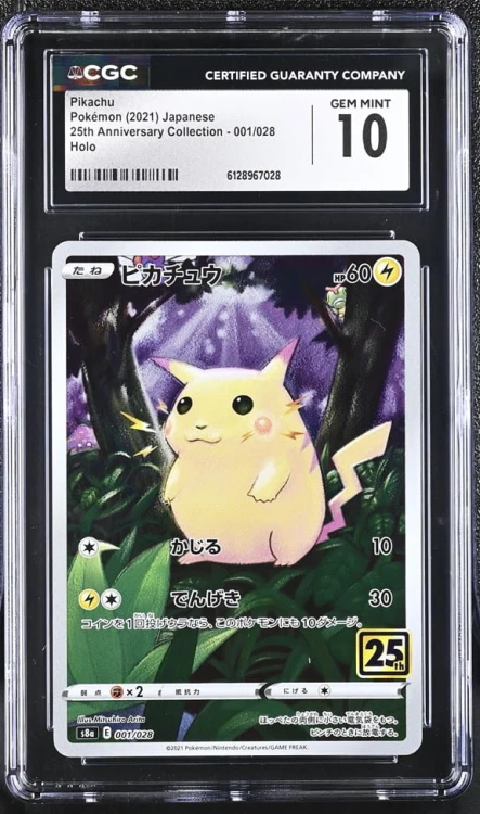 CGC 10 GEM MINT - Pikachu 001/028 25th Anniversary S8a 2021 japońska karta pokemon